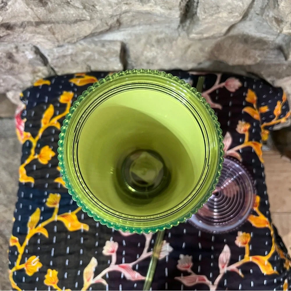 NWT Starbucks 2025 Neon Translucent Lime & Lilac Pleated Venti Tumbler 24oz